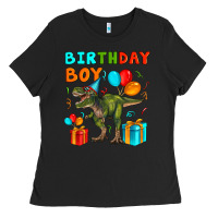 Black birthday boy t rex Ladies Tee - Artiststas