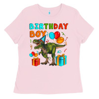 Bubblegum Pink birthday boy t rex Ladies Tee - Artiststas