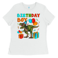 White birthday boy t rex Ladies Tee - Artiststas