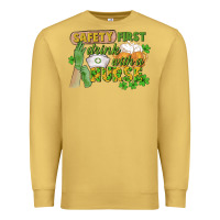 Antique Gold Safety first drink with a Nurse St. Patrick's Day Premium Sweatshirt - CowGirlArtShop