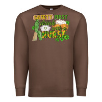 Chestnut Safety first drink with a Nurse St. Patrick's Day Premium Sweatshirt - CowGirlArtShop