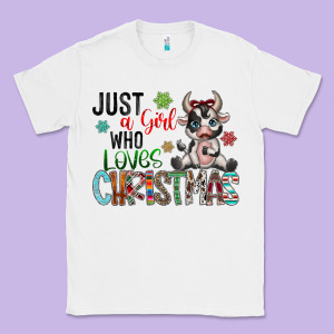 Just A Girl Who Loves Christmas Classic Tee Designed By Cowhidedigitalart