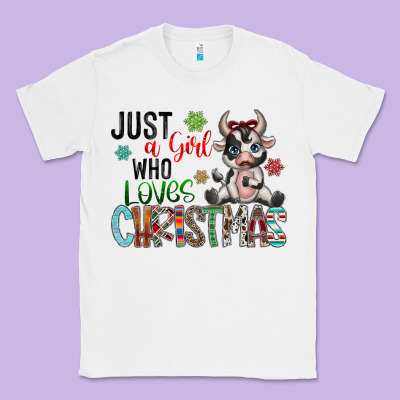 Just A Girl Who Loves Christmas Classic Tee Designed By Cowhidedigitalart