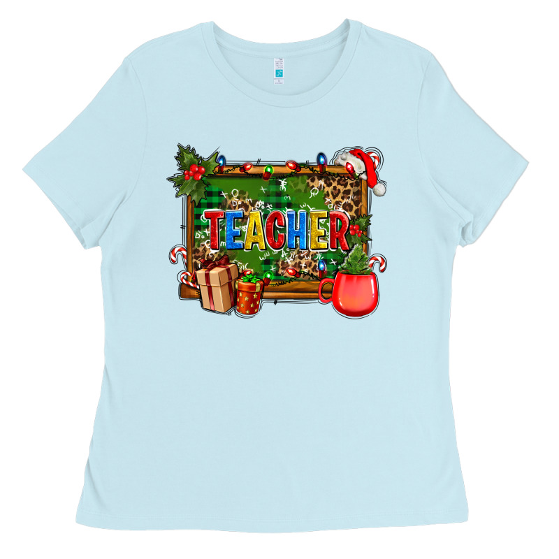 Christmas Teacher And Coffe Cup With Board Ladies Tee by AdoDesignShop | Teevron