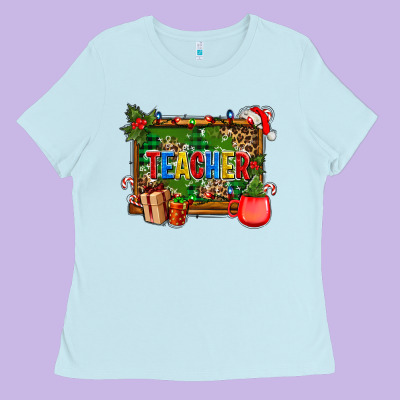 Christmas Teacher And Coffe Cup With Board Ladies Tee Designed By Adodesignshop