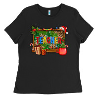 Black christmas teacher and coffe cup with board Ladies Tee - AdoDesignShop