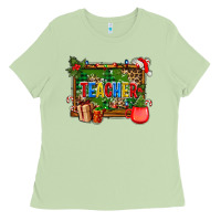 Matcha christmas teacher and coffe cup with board Ladies Tee - AdoDesignShop