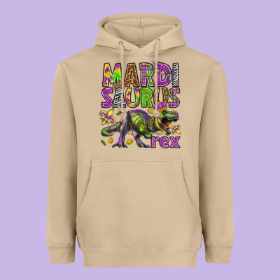 Mardi Saurus Rex Heavyweight Hoodie Designed By Howdyjamesfarm