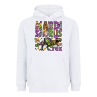 White Mardi Saurus Rex Heavyweight Hoodie - HowdyJamesFarm