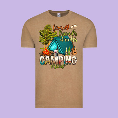 Fires Friends Drinks Camping Crew Vintage Tee Designed By Nancycooperartshop
