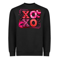 Black Xoxo Valentine's Day leopard frame Heavyweight Sweatshirt - LillyAllenDesigns