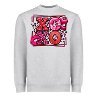 Heather Grey Xoxo Valentine's Day leopard frame Heavyweight Sweatshirt - LillyAllenDesigns