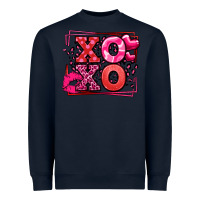 Navy Xoxo Valentine's Day leopard frame Heavyweight Sweatshirt - LillyAllenDesigns