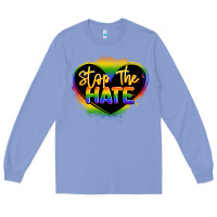 Colony Blue stop the hate pride lgbtq heart Long Sleeve Tee - LillyAllenDesigns