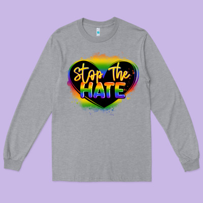 Stop The Hate Pride Lgbtq Heart Long Sleeve Tee Designed By Lillyallendesigns