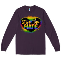 Plum stop the hate pride lgbtq heart Long Sleeve Tee - LillyAllenDesigns