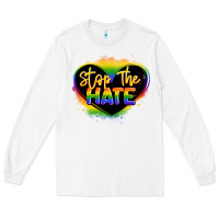 White stop the hate pride lgbtq heart Long Sleeve Tee - LillyAllenDesigns