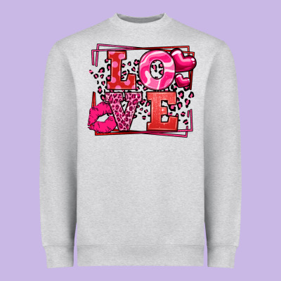 Love Valentine's Day Leopard Frame Heavyweight Sweatshirt Designed By Lillyallendesigns