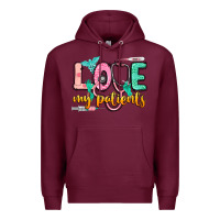 Burgundy Love my patients Premium Hoodie - CowGirlArtShop