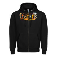 Black Fall Teacher Zipper Hoodie - NancyCooperArtShop