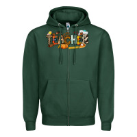 Sports Green Fall Teacher Zipper Hoodie - NancyCooperArtShop