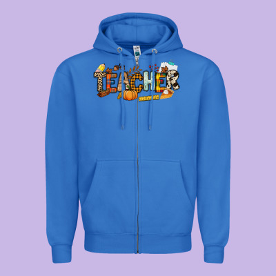 Fall Teacher Zipper Hoodie Designed By Nancycooperartshop