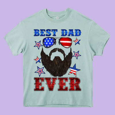 Best Dad Ever American Flag Heavy Core Tee Designed By Artiststas
