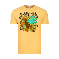 Vintage Mustard life is better with dogs Vintage Tee - NancyCooperArtShop