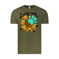 Vintage Olive life is better with dogs Vintage Tee - NancyCooperArtShop