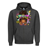 Charcoal Heather 80's babe afro messy bun Zipper Hoodie - texasbilliewilder