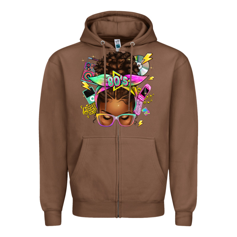 80's Babe Afro Messy Bun Zipper Hoodie by texasbilliewilder | Teevron
