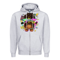 Heather Grey 80's babe afro messy bun Zipper Hoodie - texasbilliewilder