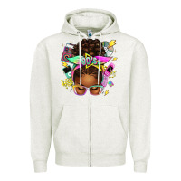 Oatmeal Heather 80's babe afro messy bun Zipper Hoodie - texasbilliewilder