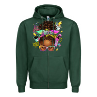 Sports Green 80's babe afro messy bun Zipper Hoodie - texasbilliewilder