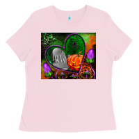 Bubblegum Pink halloween heart mouse pad Ladies Tee - BundleAndBundleShop