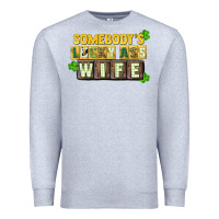 Heather Grey St. Patrick's Somebody's lucky ass wife Premium Sweatshirt - CowGirlArtShop