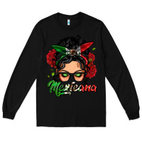 Black mexicana woman messy bun Long Sleeve Tee - LillyAllenDesigns