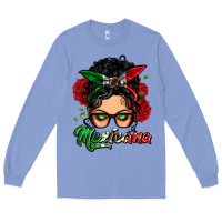 Colony Blue mexicana woman messy bun Long Sleeve Tee - LillyAllenDesigns