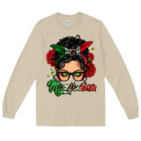 Mushroom mexicana woman messy bun Long Sleeve Tee - LillyAllenDesigns
