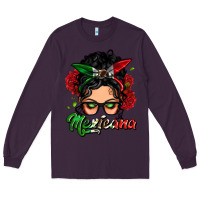 Plum mexicana woman messy bun Long Sleeve Tee - LillyAllenDesigns
