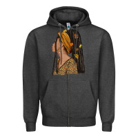 Charcoal Heather Fall afro woman Zipper Hoodie - NancyCooperArtShop