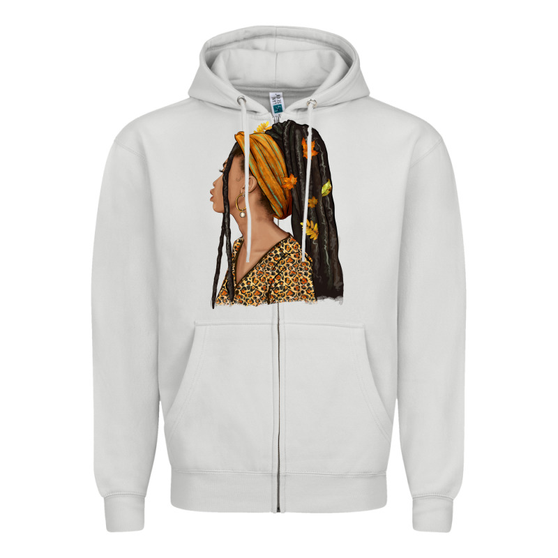 Fall Afro Woman Zipper Hoodie by NancyCooperArtShop | Teevron