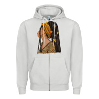 Dove Grey Fall afro woman Zipper Hoodie - NancyCooperArtShop