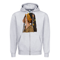 Heather Grey Fall afro woman Zipper Hoodie - NancyCooperArtShop