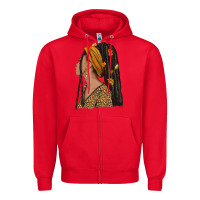 Red Fall afro woman Zipper Hoodie - NancyCooperArtShop
