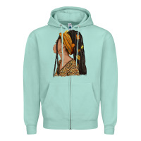 Seafoam Fall afro woman Zipper Hoodie - NancyCooperArtShop