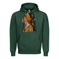 Sports Green Fall afro woman Zipper Hoodie - NancyCooperArtShop