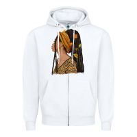 White Fall afro woman Zipper Hoodie - NancyCooperArtShop