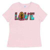 Bubblegum Pink love our lady of guadalupe Ladies Tee - JahusDesignShop