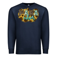 Navy Mama vibes leopard mother's day Premium Sweatshirt - HowdyJamesFarm